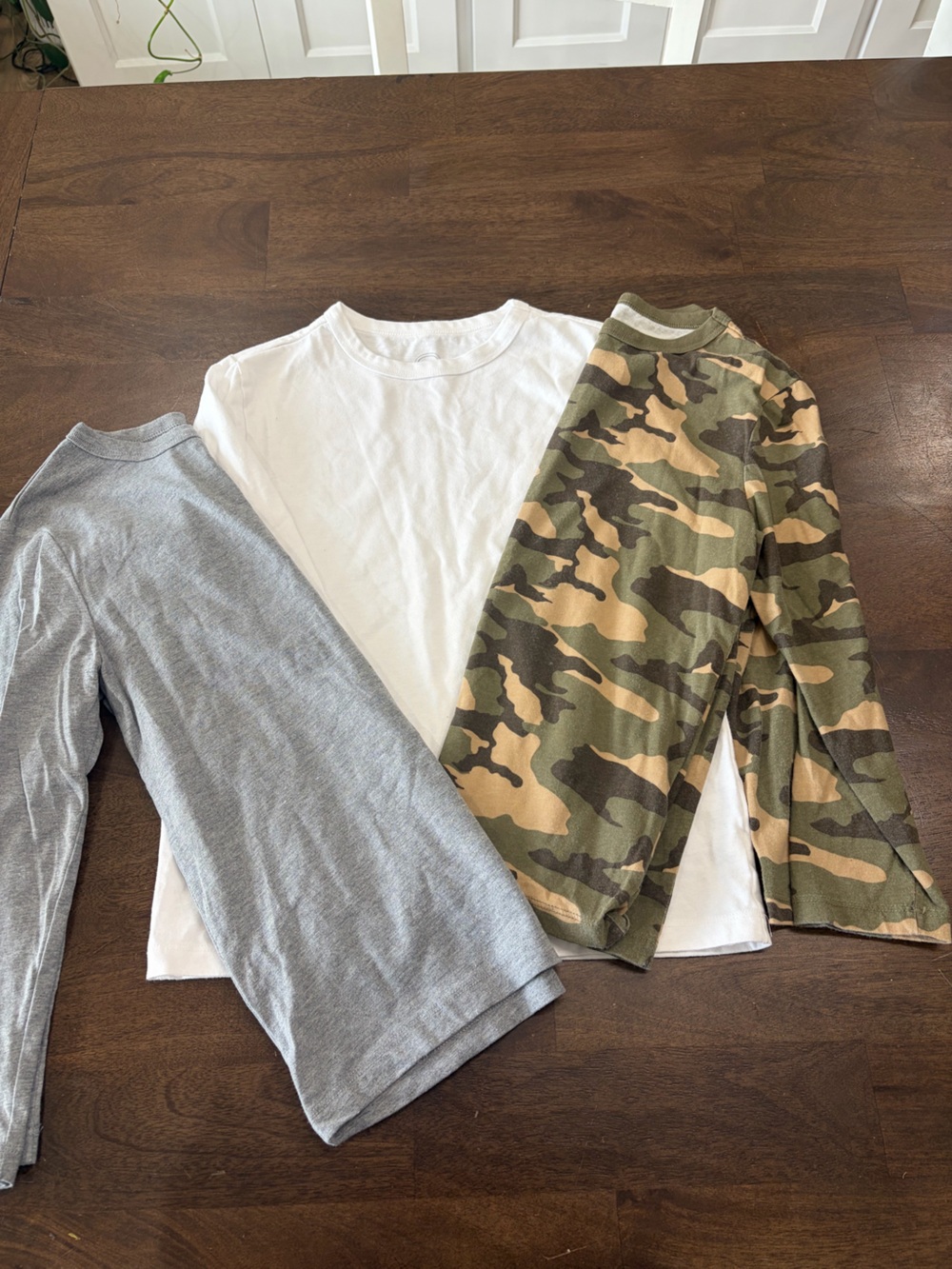 wonder nation Kids Long-Sleeve Tees — White, Gray & Camo